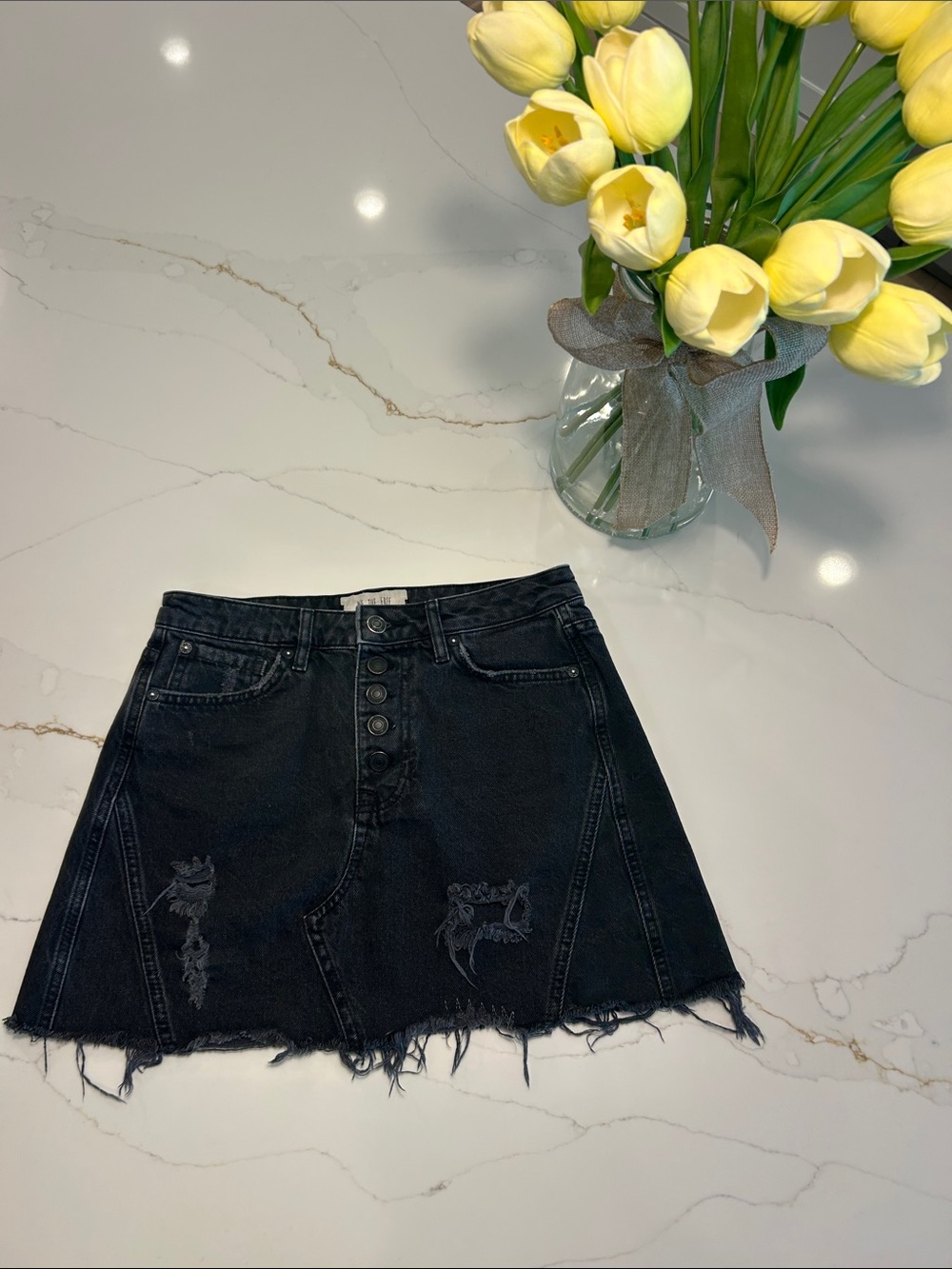 We The Free Distressed Denim Skirt